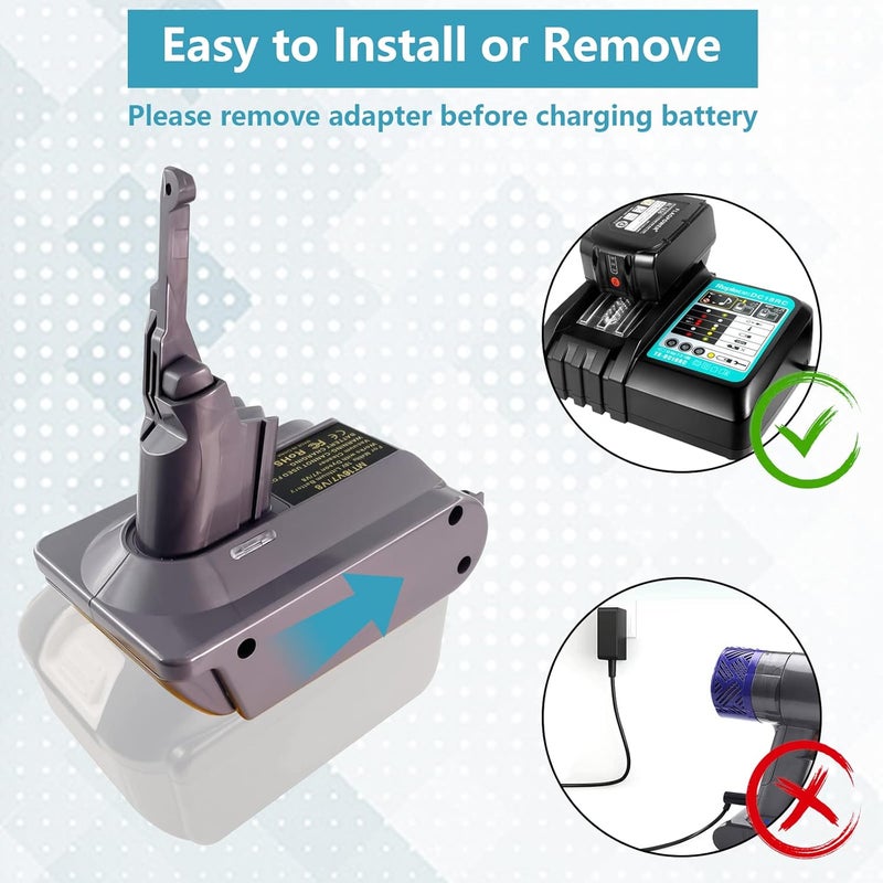 ASUNT New Version V8 V7 Battery Adapter for Makita 18V Lithium Battery Convert to Replace for Dyson V8 V7 Battery, Work for Dyson V8/7 Series Vacuum Cleaners V8/7 Animal V8/7 Absolute V8/7 Motorhead - Image 4